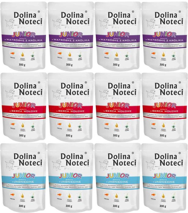 Mokra karma dla psa Junior Dolina Noteci Premium MIX 12x300g