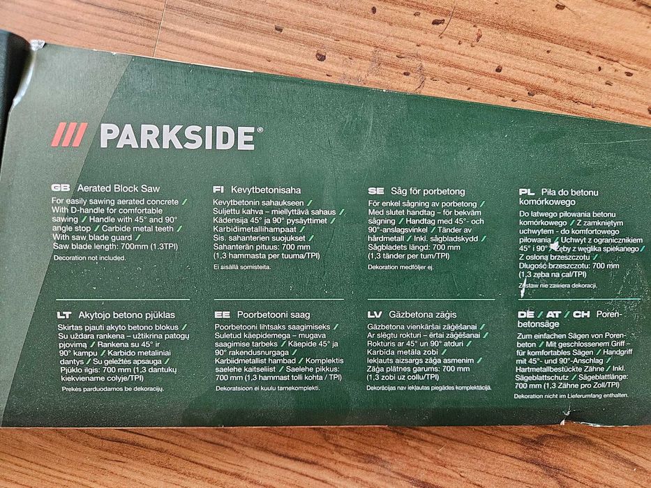 Parkside piła ręczna do betonu komórkowego, bloczków, suporexów