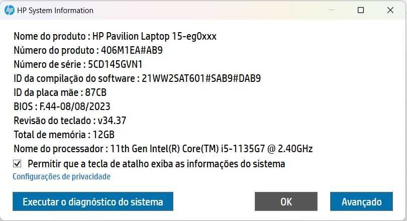 Notebook HP Pavilion Laptop 15-eg0xxx