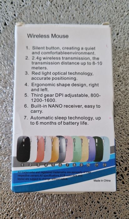 Myszka bezprzewodowa Bluetooth, czarna, ładowarka, nowa