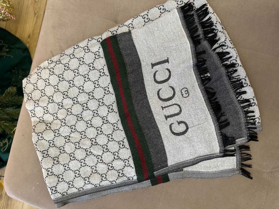 szalik dwustronny gucci szary