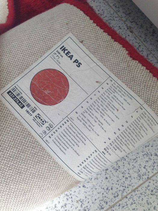 Tapete redondo vermelho 100% lã grandes dimensões