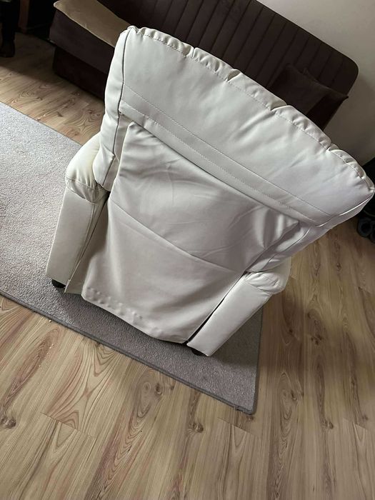 VIDAXL Fotel z masażem, elektryczny, rozkładany, kremowy