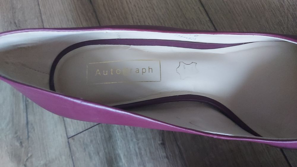 Modne bordowe szpilki czółenka skóra naturalna premium Autograph 40