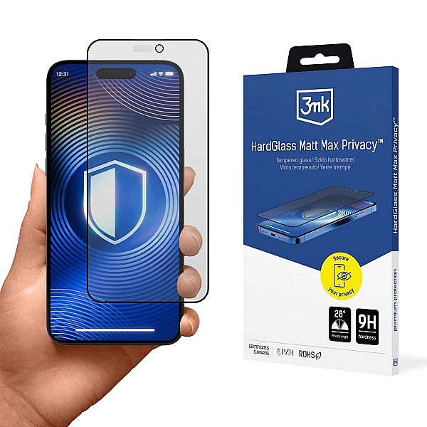 Szkło hartowane 3mk Hardglass Matt Max Privacy na Apple iPhone 15/16