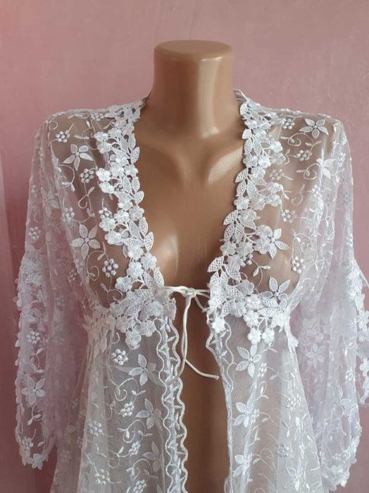 Весільна , мереживна накидка кімоно