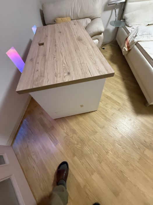 Офісний письмовий стіл 140×70×75 см, дуб, біло-коричневий
