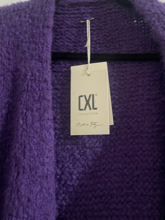 Sweter kardigan fiolet fioletowy moher wełna nowy z metką CXL