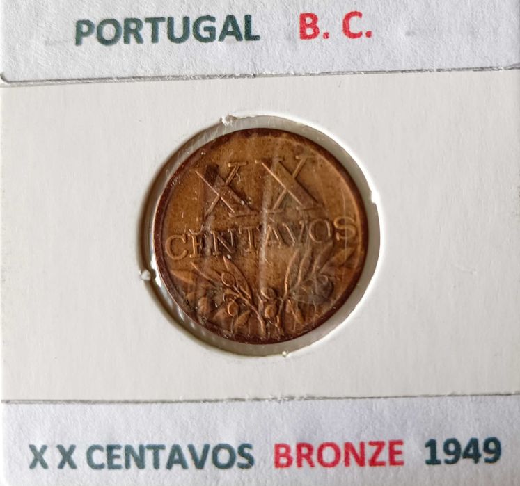 4 Moedas de XX Centavos da 2ª República Portuguesa ( Bronze )