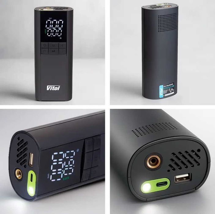 Компресор 3in1/7.4V/29.6wh/8000mAh/Повербанк/Ліхтар ViTOL K-35