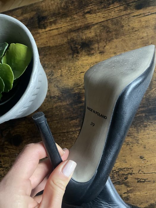 Botki klapki na obcasie Anja Rubik Mohito 39 skórzane czarne