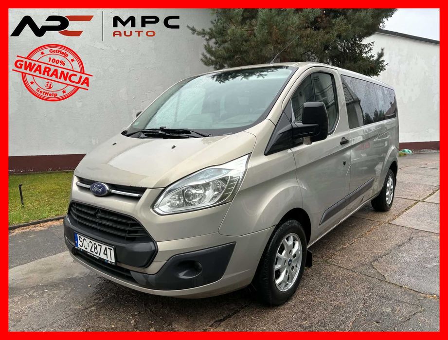 Ford Transit Custom LONG 2.2 125KM 2015r SALON PL - Niski przebieg 162 tys km - 9 osobowy - Nawiewy - Rok gwarancji w cenie