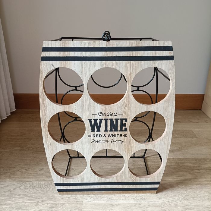 Garrafeira Madeira e Metal p/ 8 Garrafas