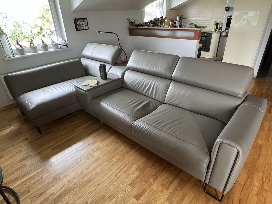 Kanapa naroznika kler skóra naturalna barek schowek