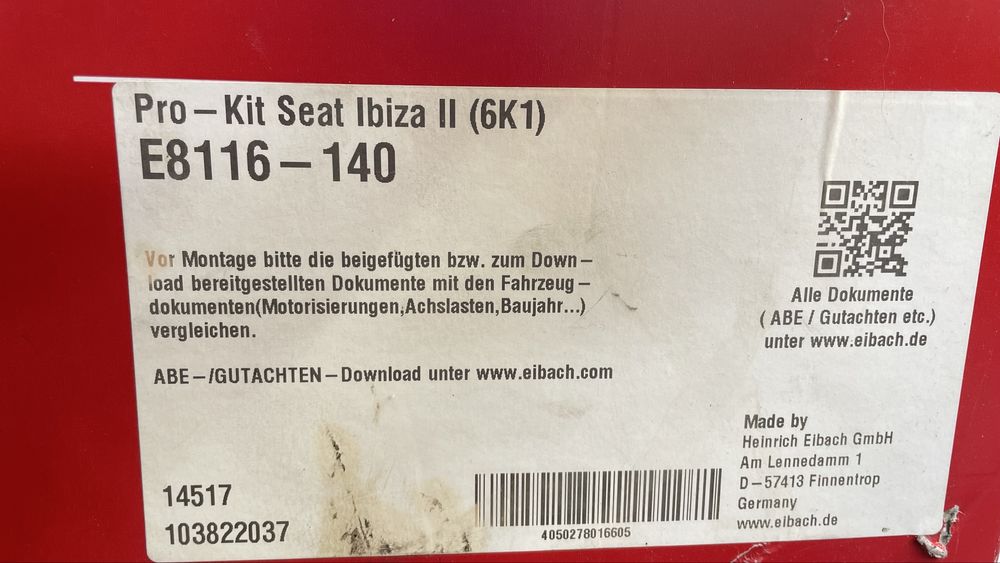 Molas eichah pro kit seat ibiza 6k