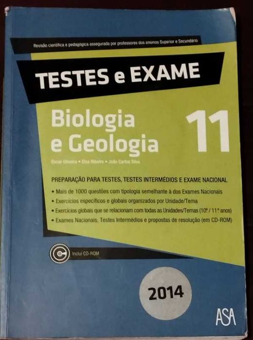 Livro "Testes e exame - Biologia e Geologia 11" de 2014 + CD-ROM