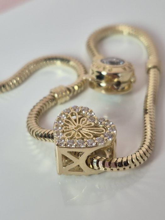 Złoty charms serce białe cyrkonie motyl ażurowy p. 585