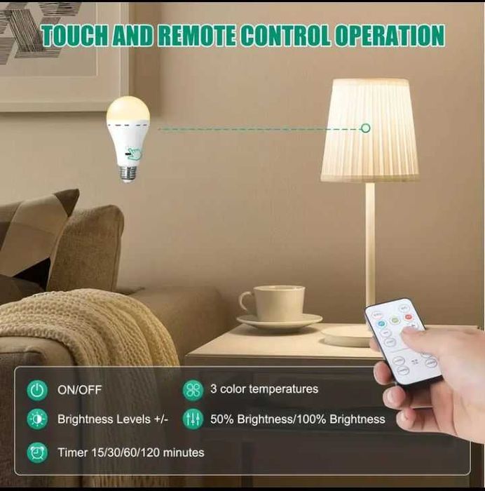 ПЕРЕЗАРЯДЖУВАЛЬНІ лампочки з ПУЛЬТОМ, на батарейках