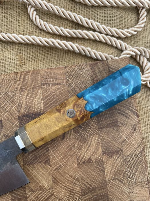 Кований кухонний шеф ніж з сталі N690 60-61hrc ручна робота, 3d гібрид