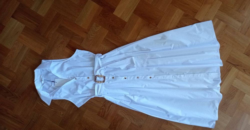 Biała sukienka długa, z bawełną rozm S Zara