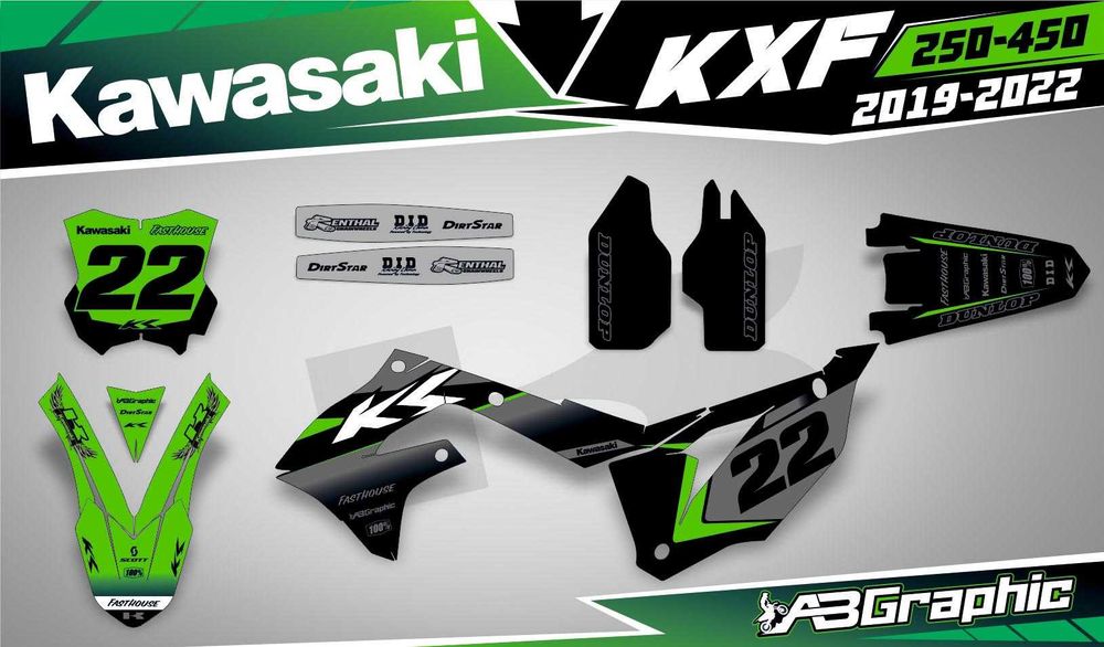 Наклейки Графика Kawasaki KXF KX450F KX250F KX KLX 65 85 125 250 450