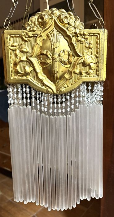 Fantástico antigo candeeiro de tecto Arte Nova dourado