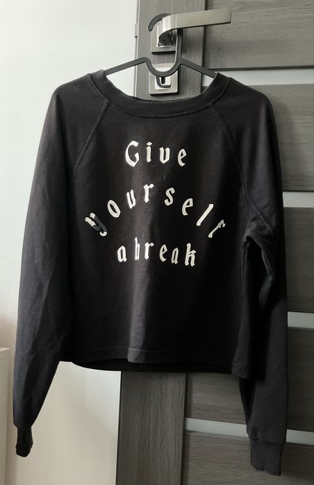 Casualowa, stylowa, czarna bluza/crewneck, S/36, Bershka, 100%bawełna