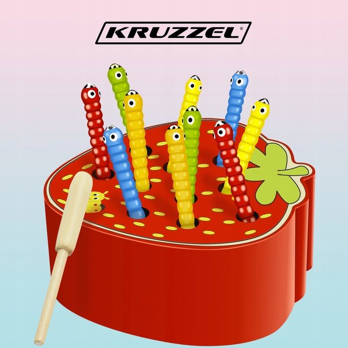 Gra Zręcznościowa Złap Robaczka Drewniana Montessori Magnetyczna Trusk