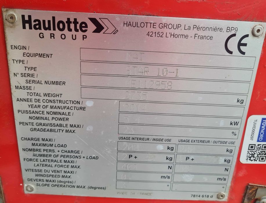 Podnośnik masztowy Haulotte STAR 10-1 Rok 2014, wys rob 10m,