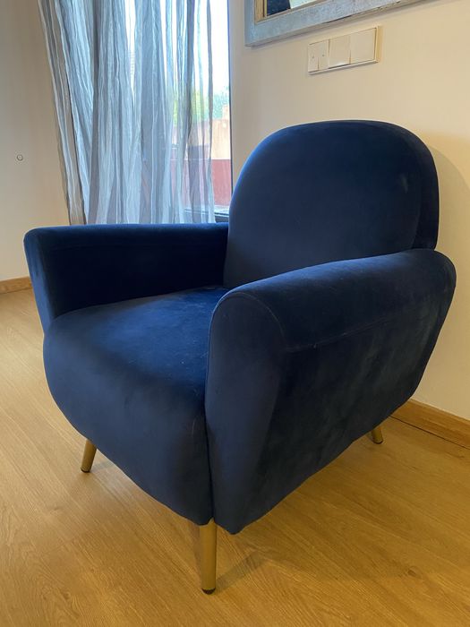 Poltrona antiga azul marinho