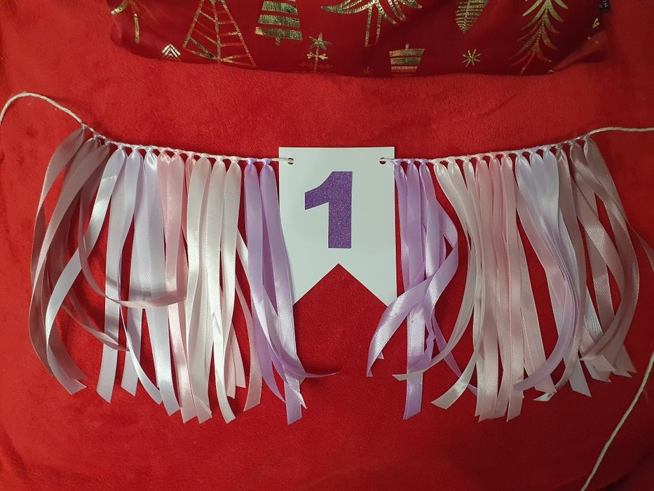 Ozdoba na roczek krzesełka girlanda proporczyk fiolety