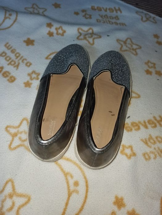 Espadryle szare - brokatowe r 38