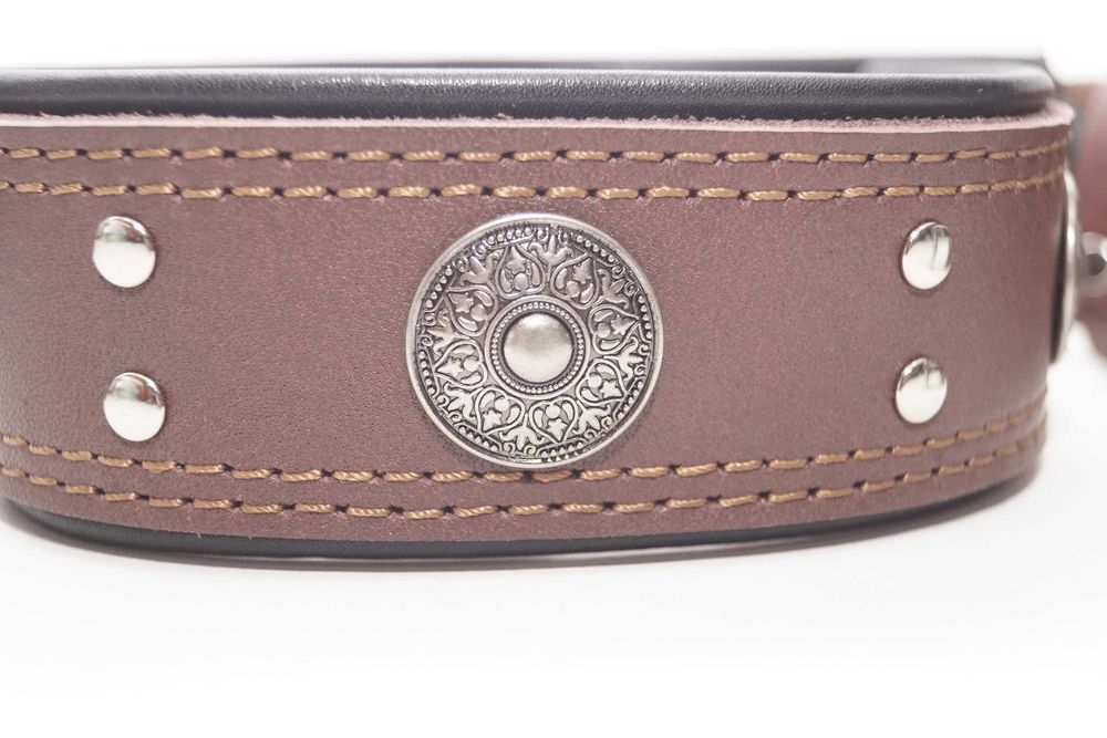 1062 Skórzana obroża dla psa, szerokość 5 cm, ręcznie robiona 57-67 cm
