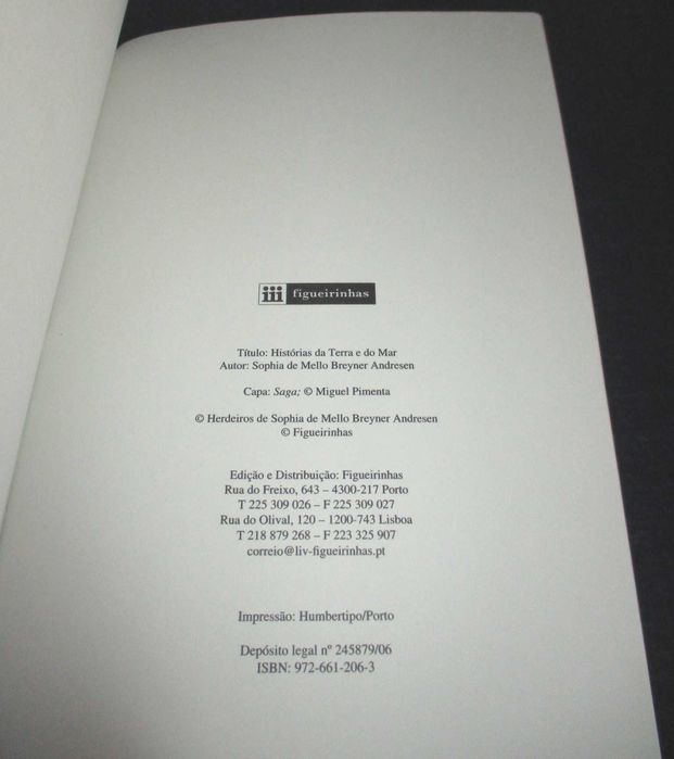 Livro Histórias da terra e do mar Sophia Mello Breyner Andresen