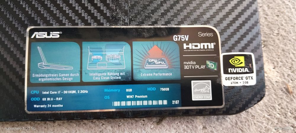 ТЕРМІНОВО продам ігровий ноутбук Asus ROG G75VW