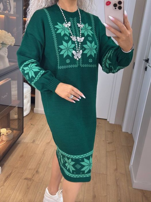 Жіноча стільна вязаная Сукня з орнаментом. 44-58р