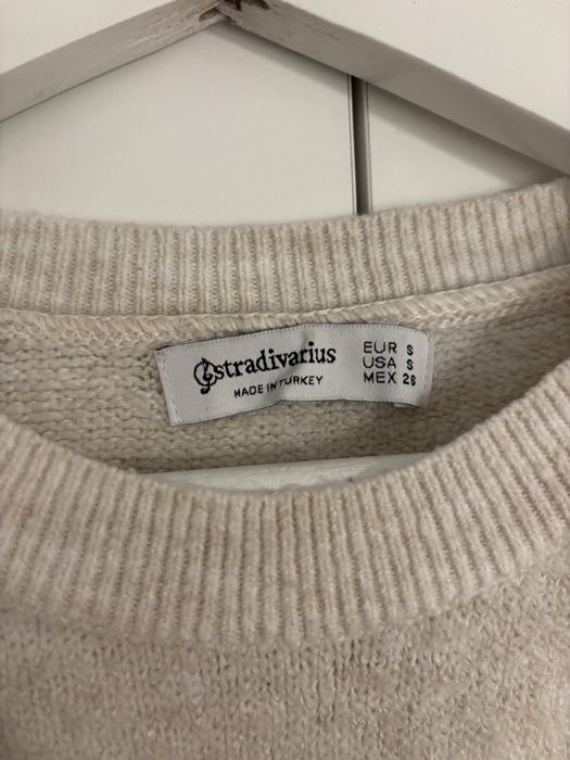 Sweter cropped krótki Stardivarius S kremowy