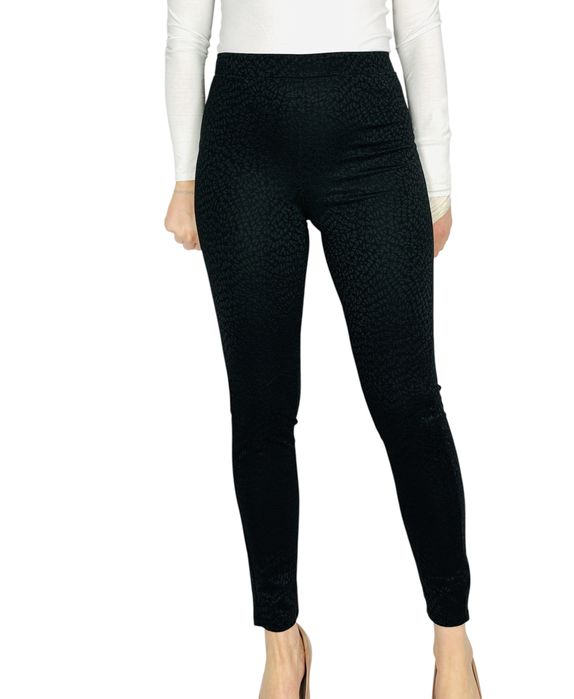 Czarne legginsy w subtelne cętki S 36