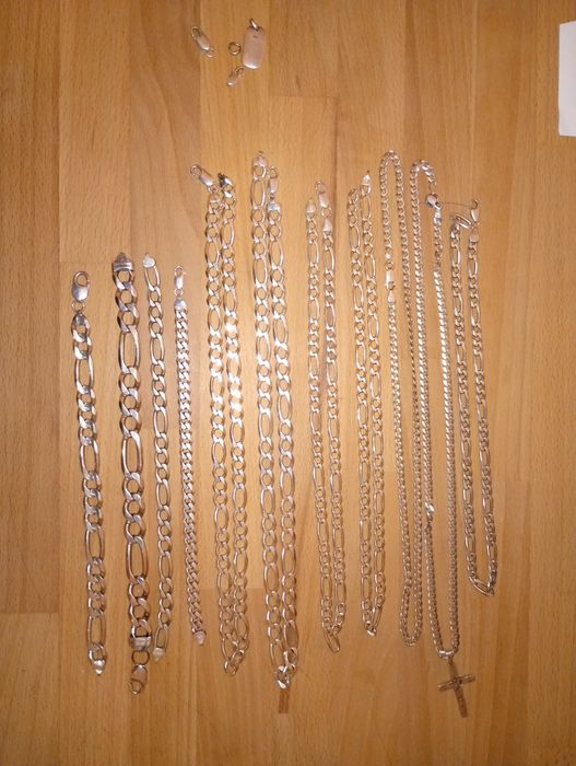 Srebrne łańcuszki. Srebro. Pancerka/figaro