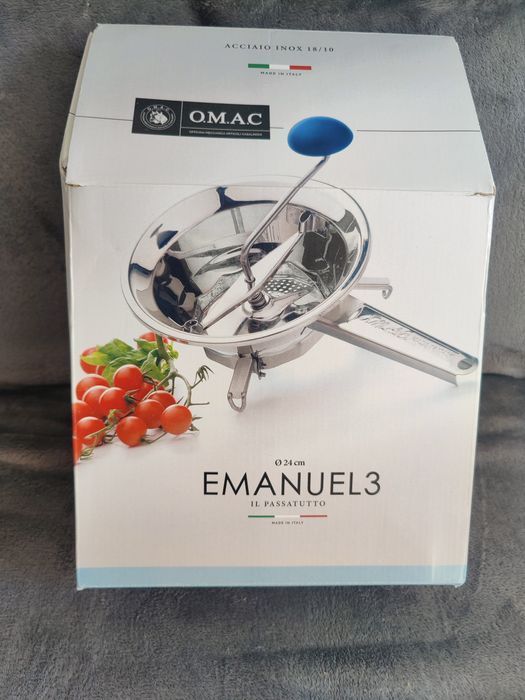 OUTLET Włoski duży nierdzewny przecierak do pomidorów malin OMAC 24cm