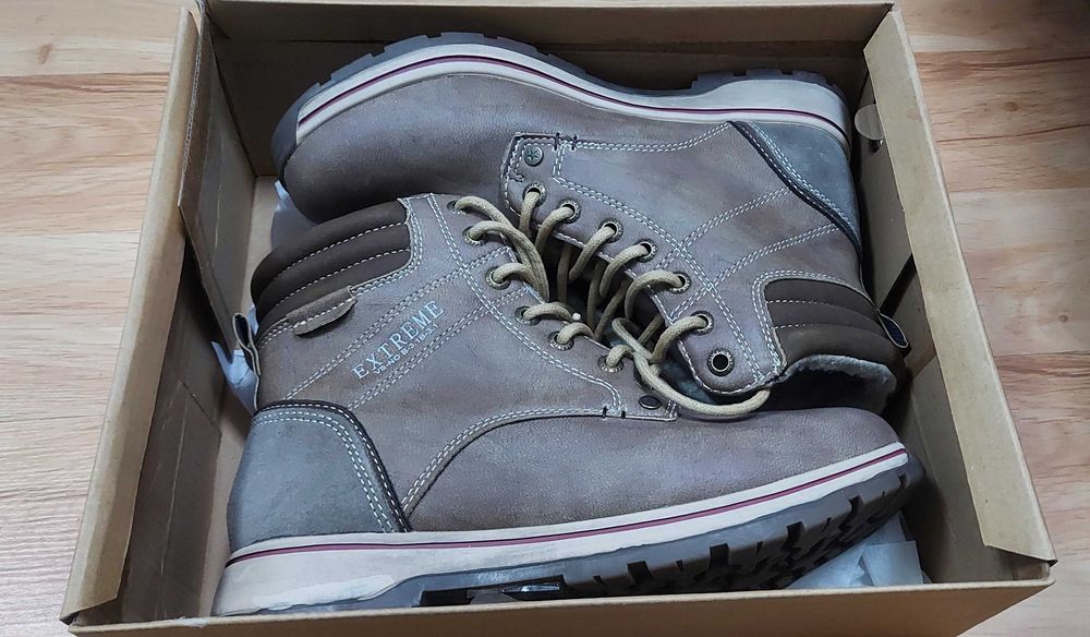 Buty zimowe brązowe, ocieplane, rozmiar: 37, NOWE