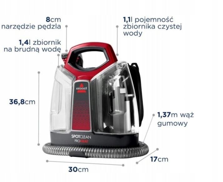 Odkurzacz piorący Bissell SpotClean ProHeat 330 W czerwony 36988