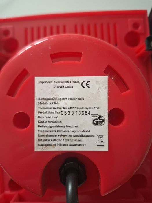 Duża maszyna do popcornu z Niemiec automat nowy