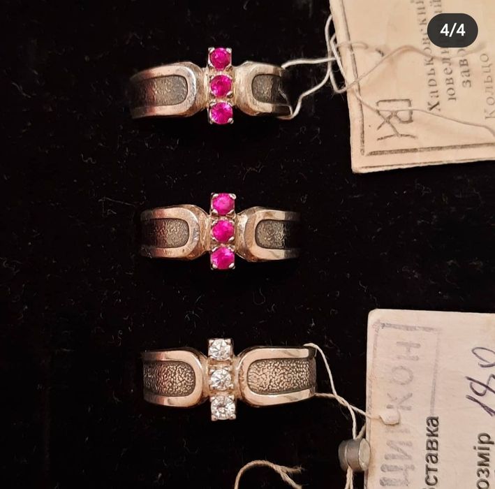 Кольцо винтаж серебро jenavi swarovski