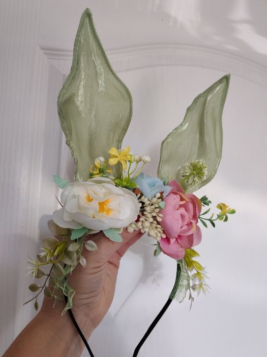 Opaska na głowę uszy zajączka kwiaty