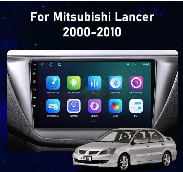 Штатна 2 DIN автомагнитола магнітола Android  Mitsubishi Lancer 9