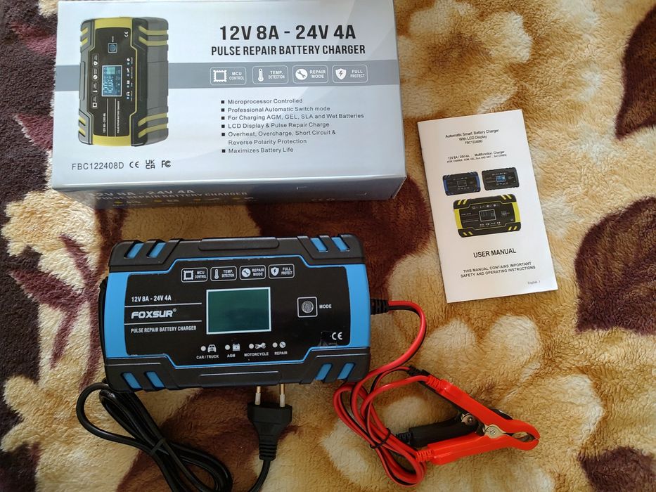 Зарядное устройство автомобильное Foxsur (12V-8A, 24V-4A)