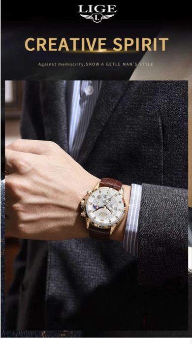 Годинник чоловічий LIGE luxury Rouse White
