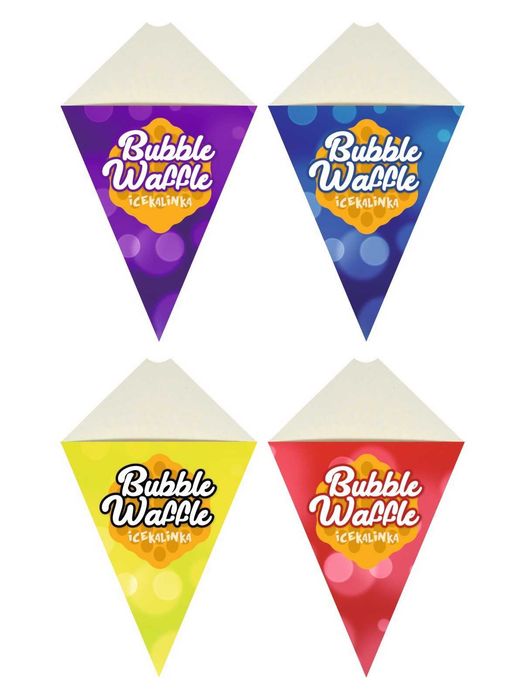 Rożki do gofrów Bubble Waffle – komplet 100szt. niebieskie czerwone