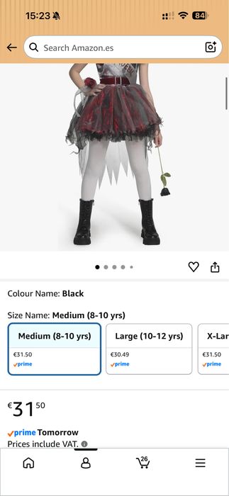 Fato de Halloween "Prom Queen" para menina (5–7 anos) – Como novo